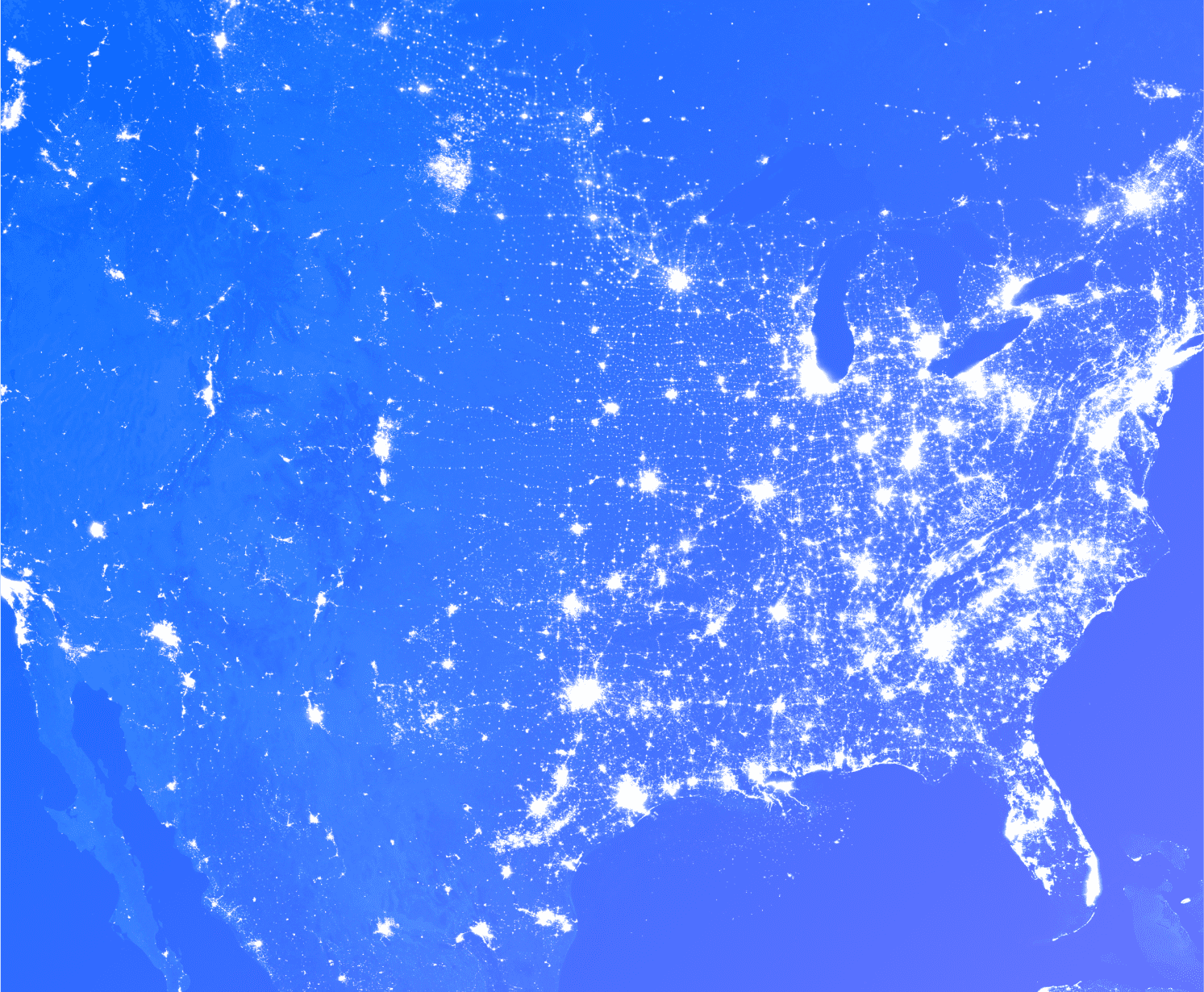 USA with lights illuminated
